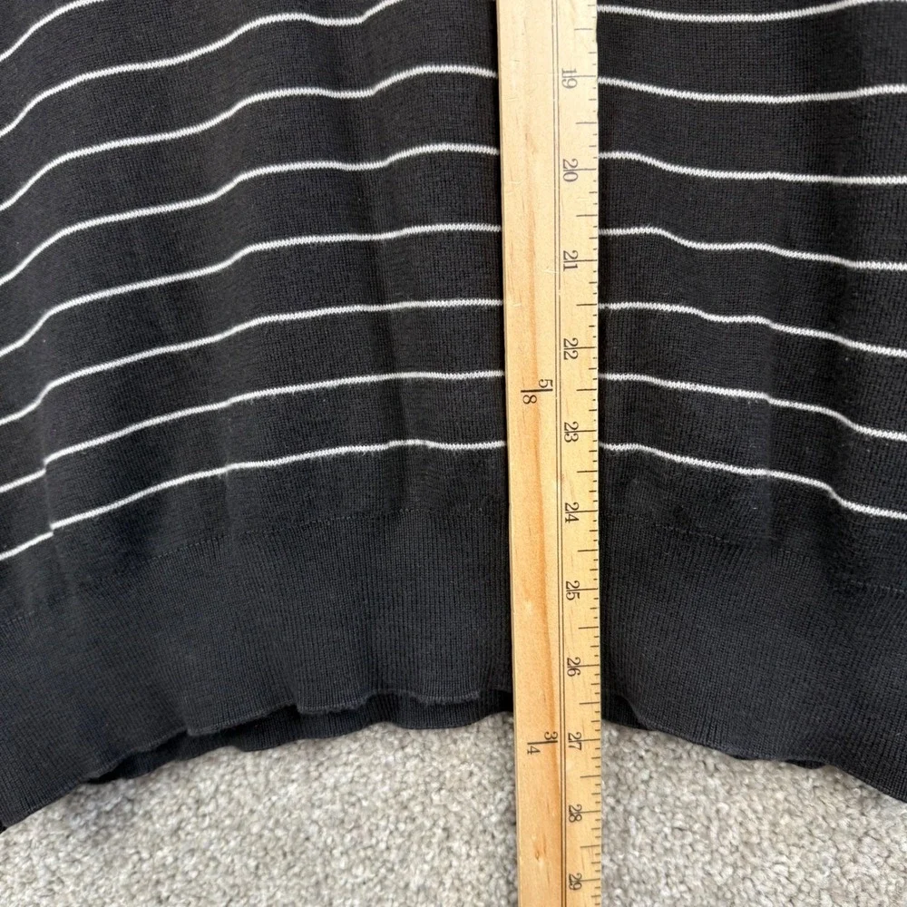 Polo Ralph Lauren Mens Large Pima‎ Cotton V-Neck Striped Sweater Black White